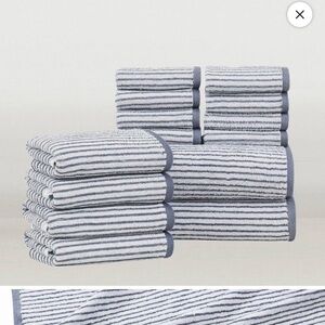 NEW Brooklyn Loom Striped 14pc striped bath set Striped Blue Towel Set